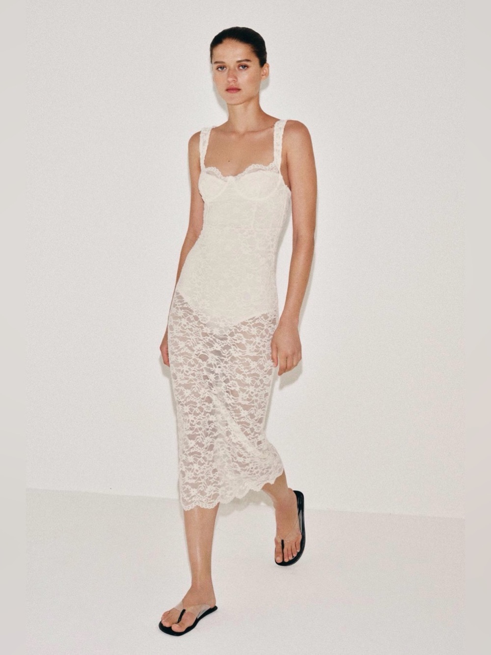 NWT ZARA LACE MIDI DRESS SIZE S